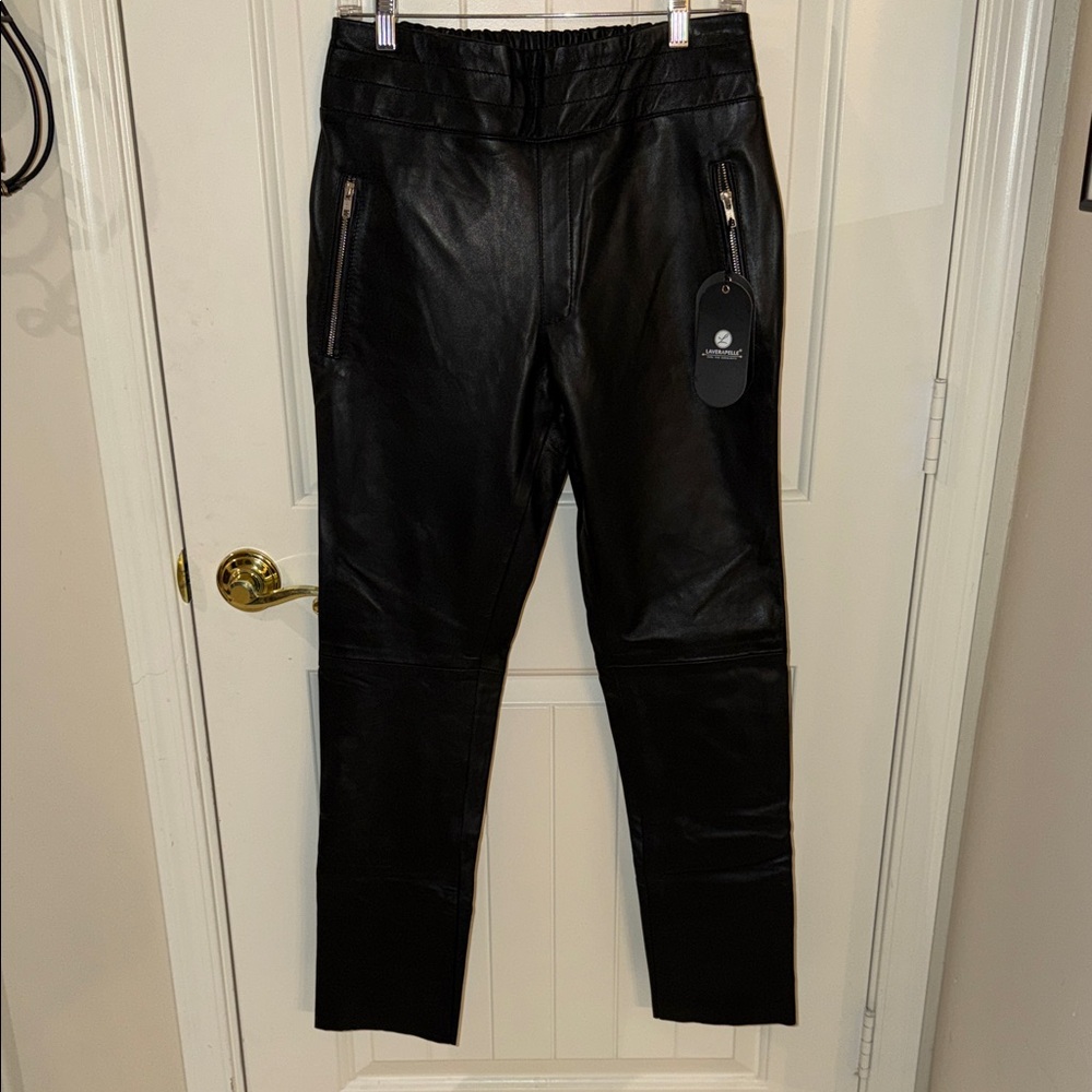 Laverapelle Black Genuine Lambskin Leather Biker Pants